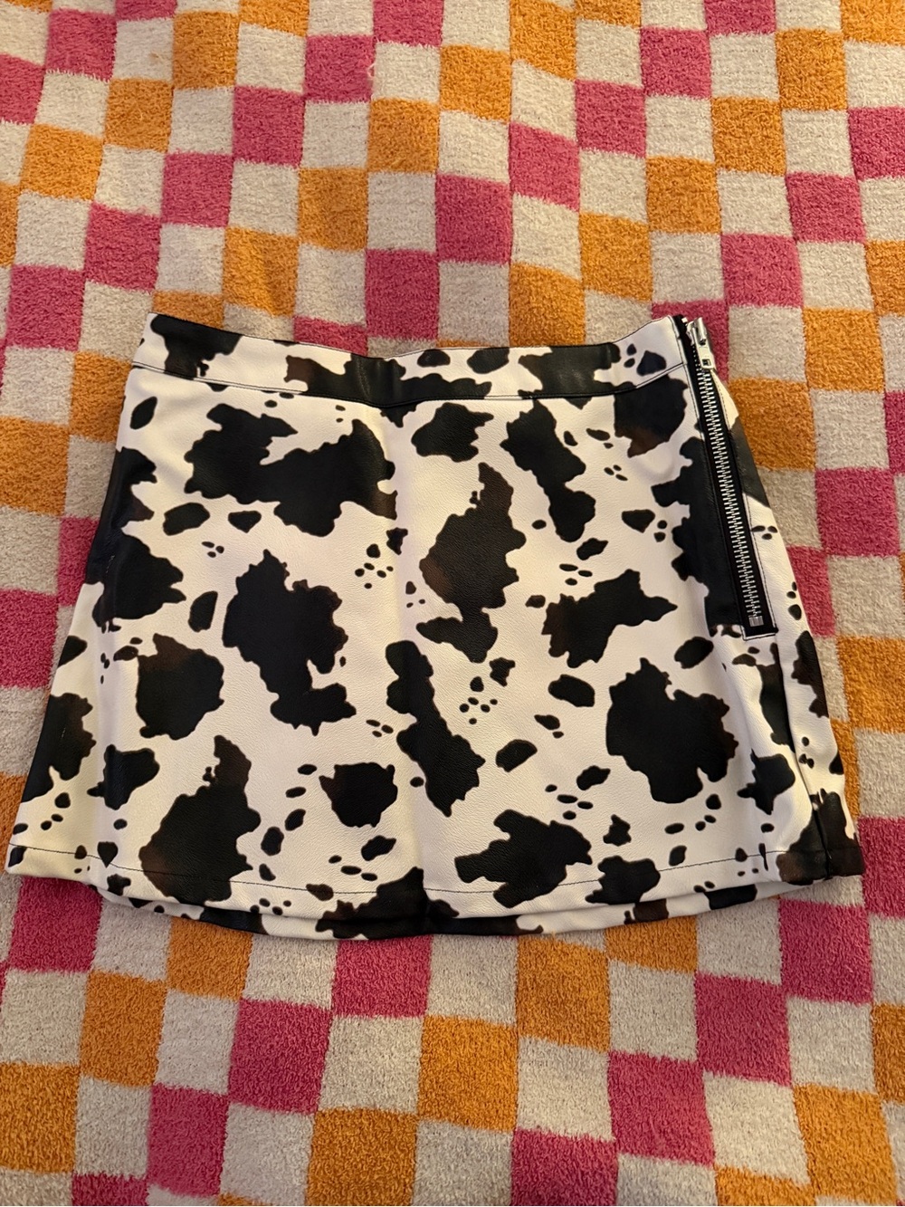 ASOS Black and White Cow Print Mini Skirt